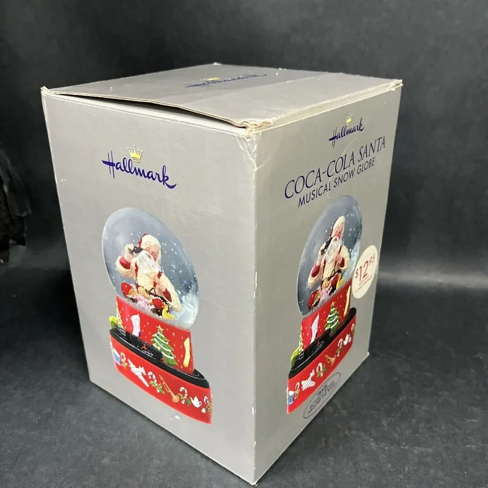 VTG Hallmark 2001 Coca-Cola Santa Christmas Musical Snow Globe Train Moves W/box